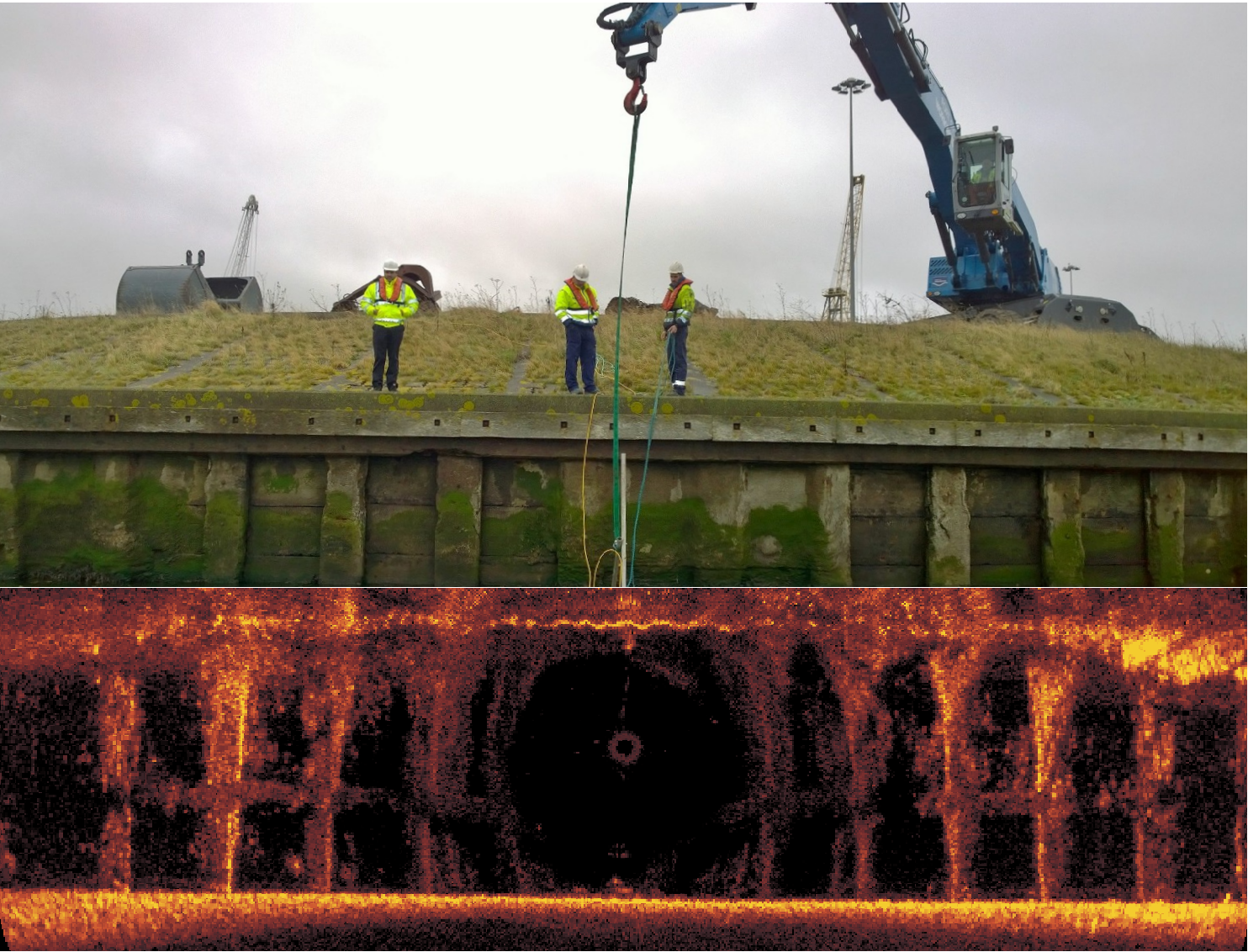 Here the visible structure of the curved port wall can be seen.